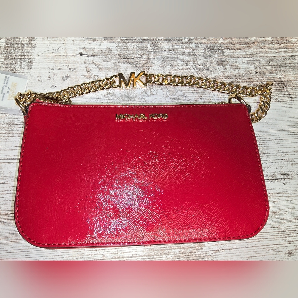 Michael Kors Red Chain Pouchette Sm Purse NWT